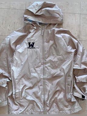 anchor blue Light Taupe Hooded Windbreaker Jacket with Wayside Logo